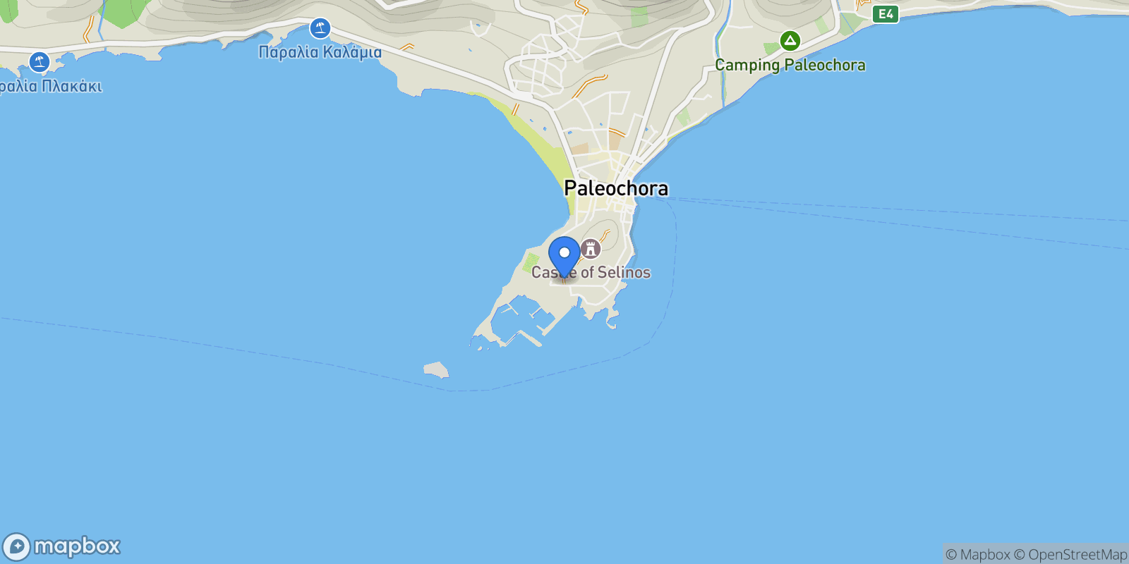 Map showing 6MGH+7GH, Palaiochora, Greece, Kantanos-Selinon, Greece.