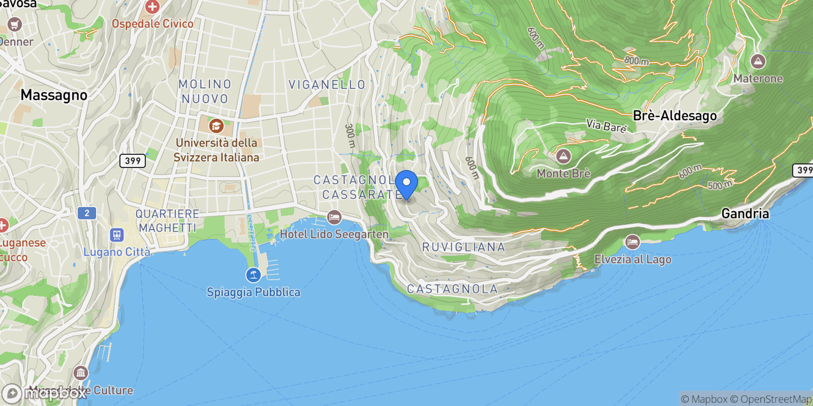 Map showing Via Noseda, Lugano, Ticino, Switzerland.