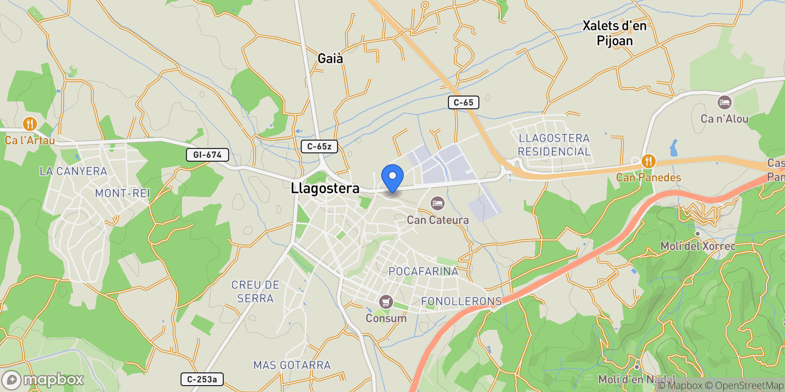 Map showing Llagostera, Catalonia, Spain.
