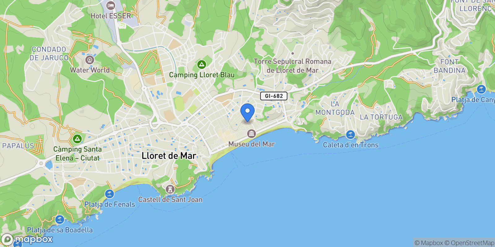 Map showing Lloret de Mar, Catalonia, Spain.