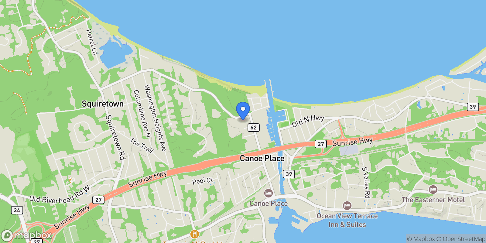 Map showing 55 Newtown Road, Hampton Bays, NY 11946, Hampton Bays, New York, United States.