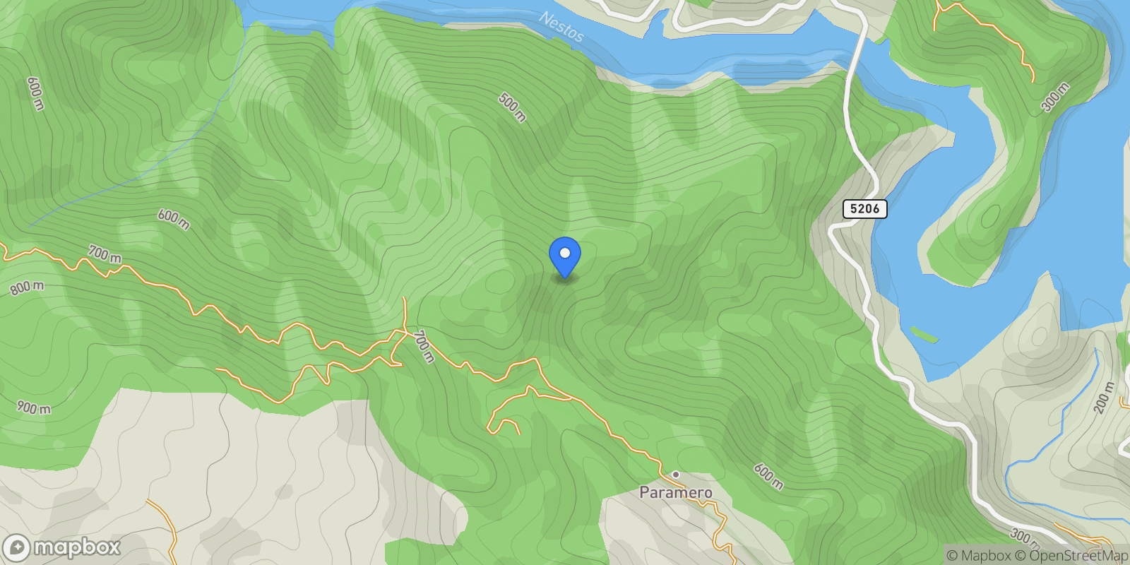 Map showing 8CQJ+425, Nikiforos 660 37, Greece, Paranesti, Macedonia and Thrace, Greece.