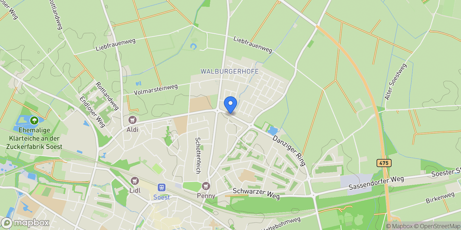 Map showing Danziger Ring 1, 59494 Soest, Germany, Soest, North Rhine-Westphalia, Germany.