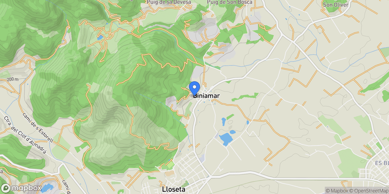 Map showing BINIAMAR, Selva, Baleares, Selva, Selva, Balearic Islands, Spain.