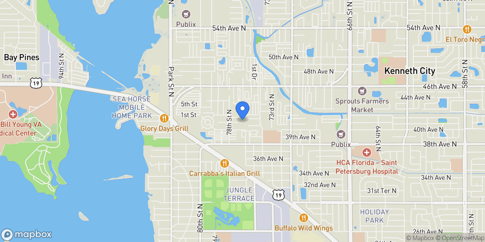 Map showing 7701 40TH TERRACE N, ST PETERSBURG, FL 33709, St. Petersburg, Florida, United States.