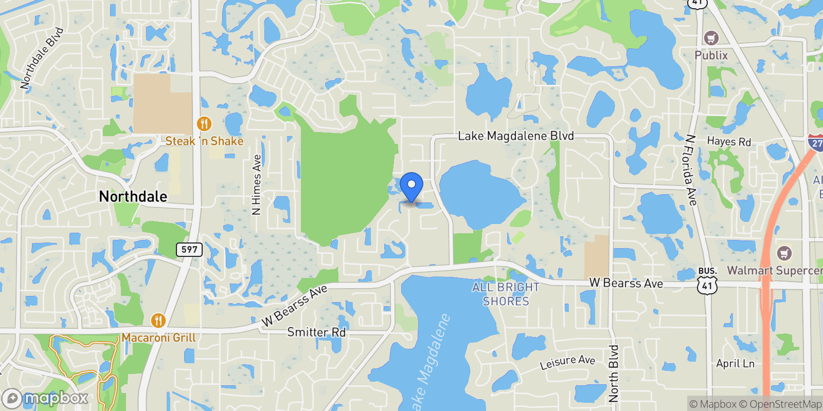 Map showing 2102 CHESTNUT FOREST DRIVE, TAMPA, FL 33618, Tampa, Florida, United States.