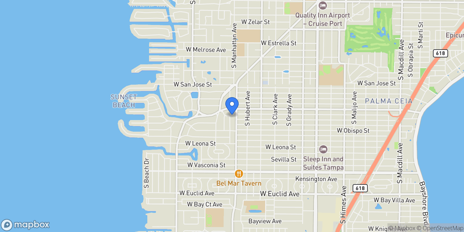 Map showing 3008 S EMERSON STREET, TAMPA, FL 33629, Tampa, Florida, United States.
