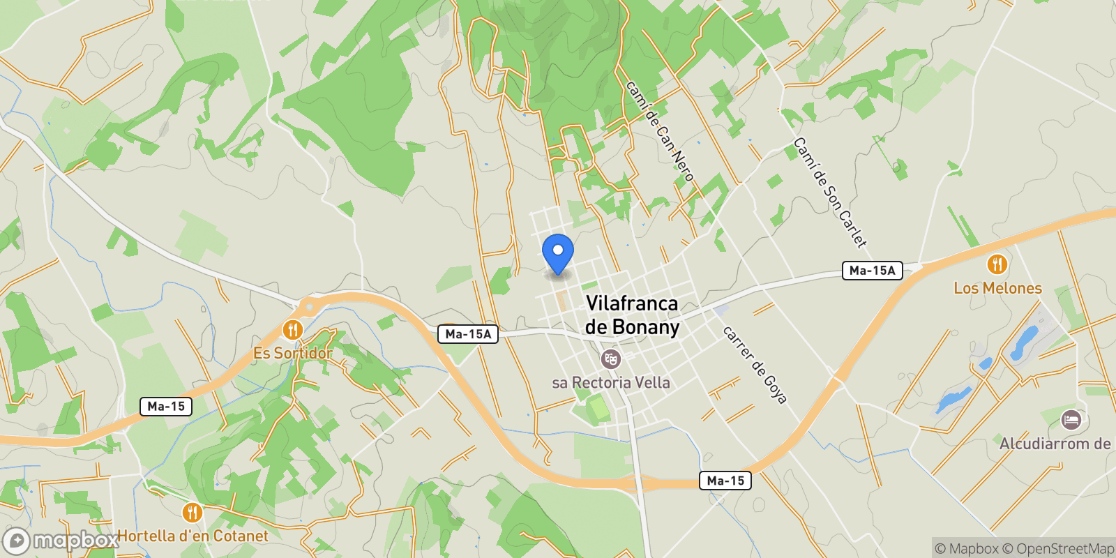 Map showing Vilafranca De Bonany, Baleares, Vilafranca De Bonany, Vilafranca de Bonany, Balearic Islands, Spain.