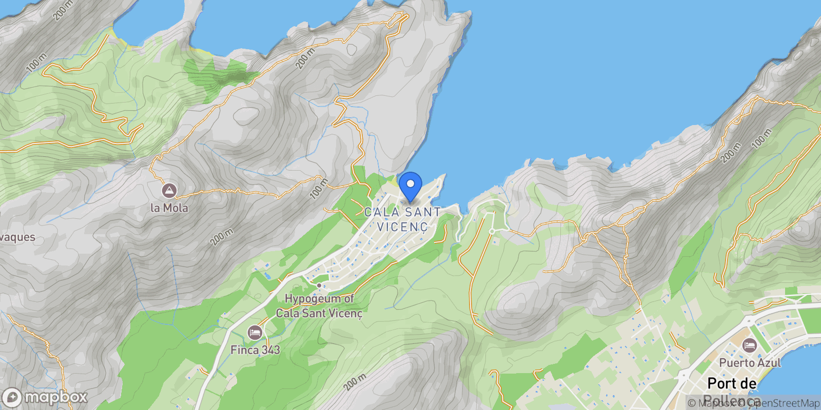 Map showing CALA SAN VICENTE, Pollença, Baleares, Pollença, Pollenca, Balearic Islands, Spain.