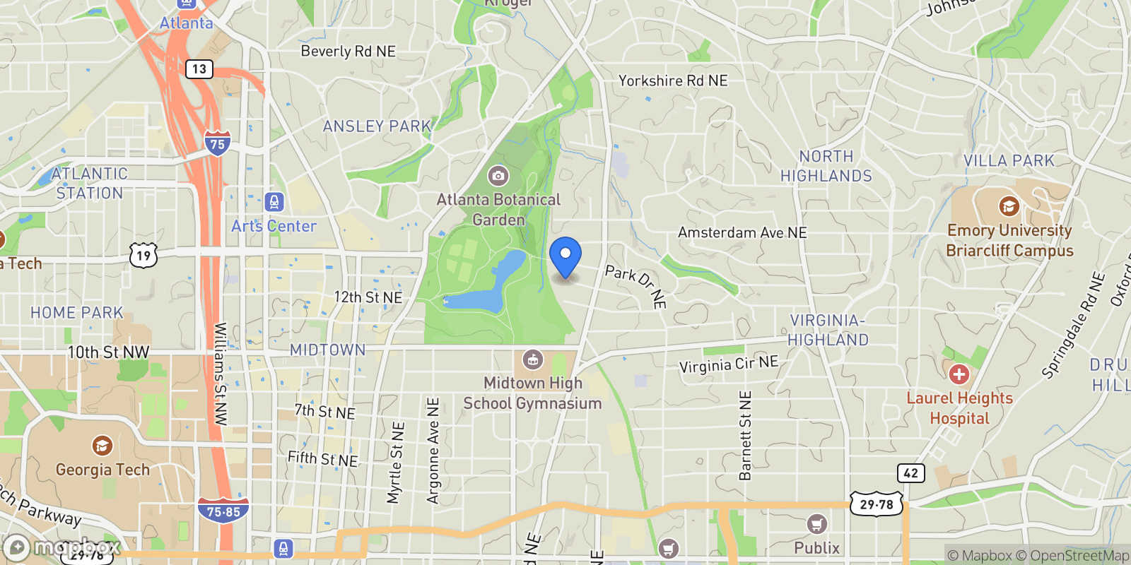 Map showing Atlanta, Georgia, United States.