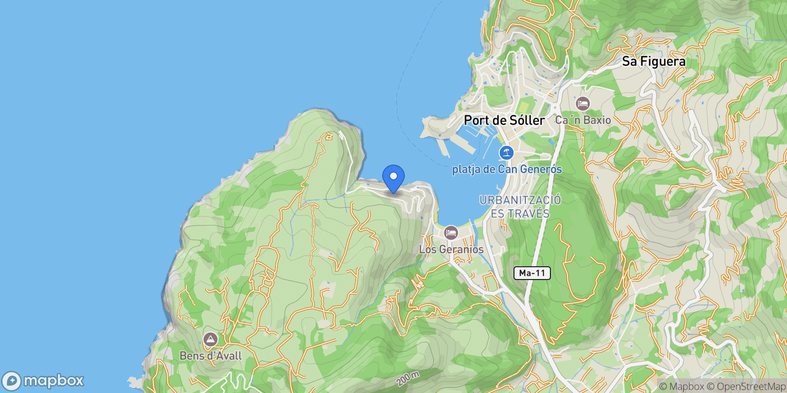 Map showing Puerto de Sóller, Mallorca, Puerto de Sóller, Soller, Balearic Islands, Spain.