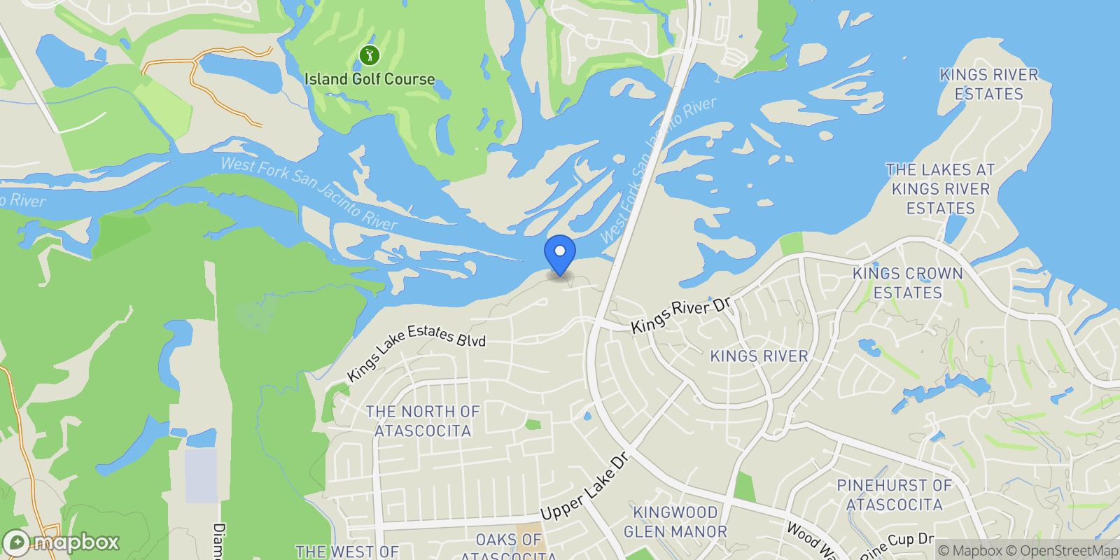 Map showing 34 Turtle Cove Court, Kingwood, TX 77346, Humble, Texas, United States.