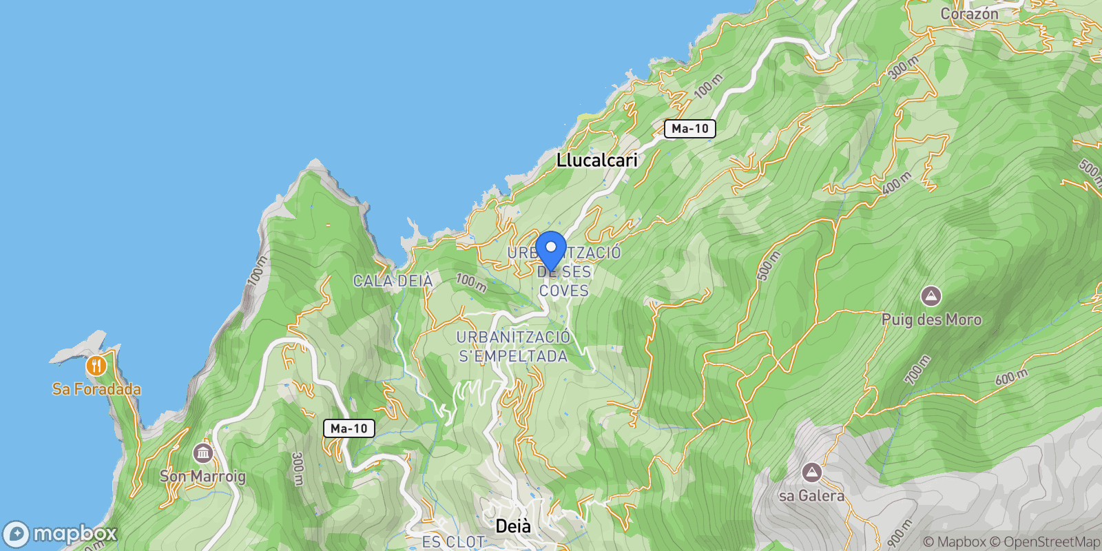 Map showing Deià, Mallorca, Deià, Deia, Balearic Islands, Spain.