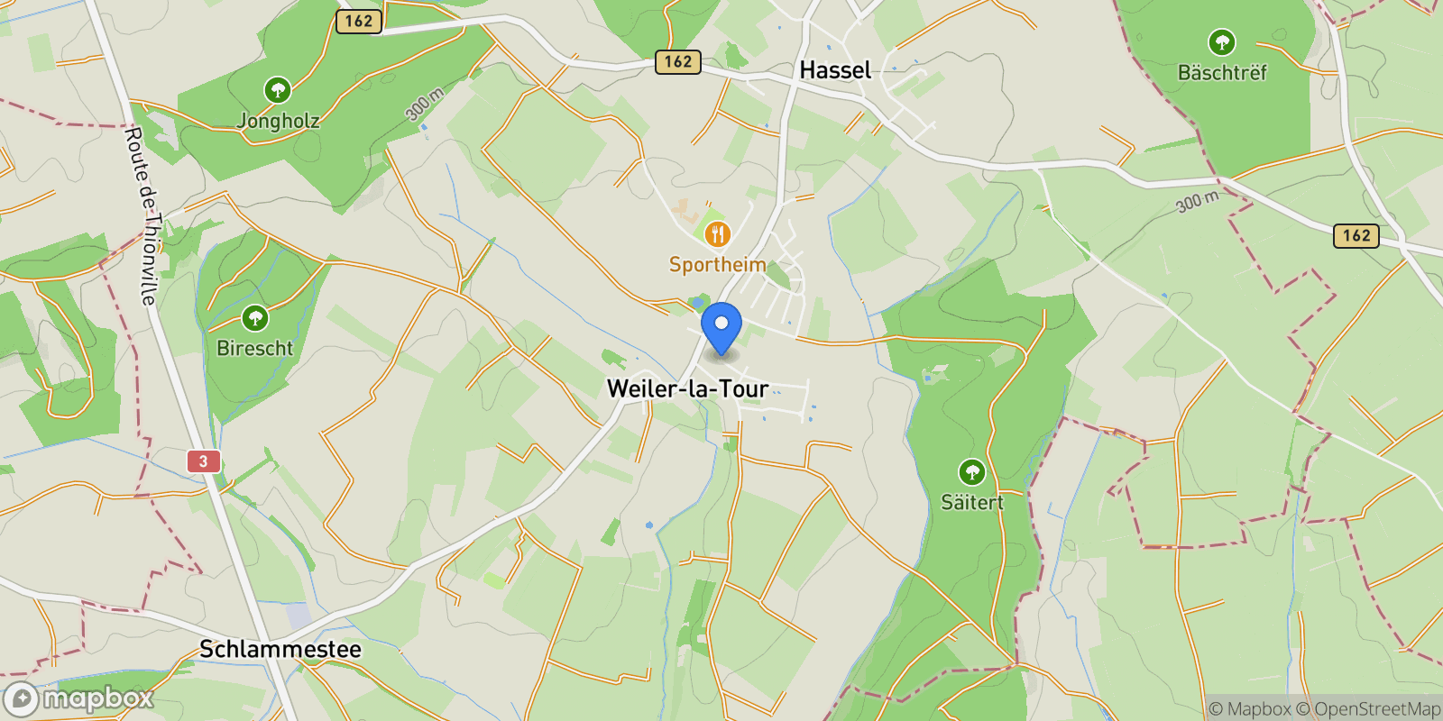Map showing Weiler-la-Tour, Luxembourg District, Luxembourg.