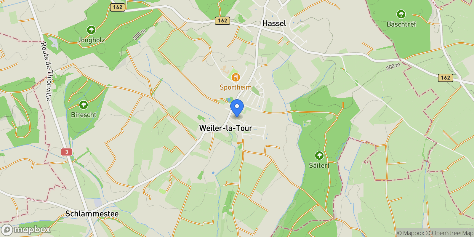 Map showing Weiler-la-Tour, Luxembourg District, Luxembourg.