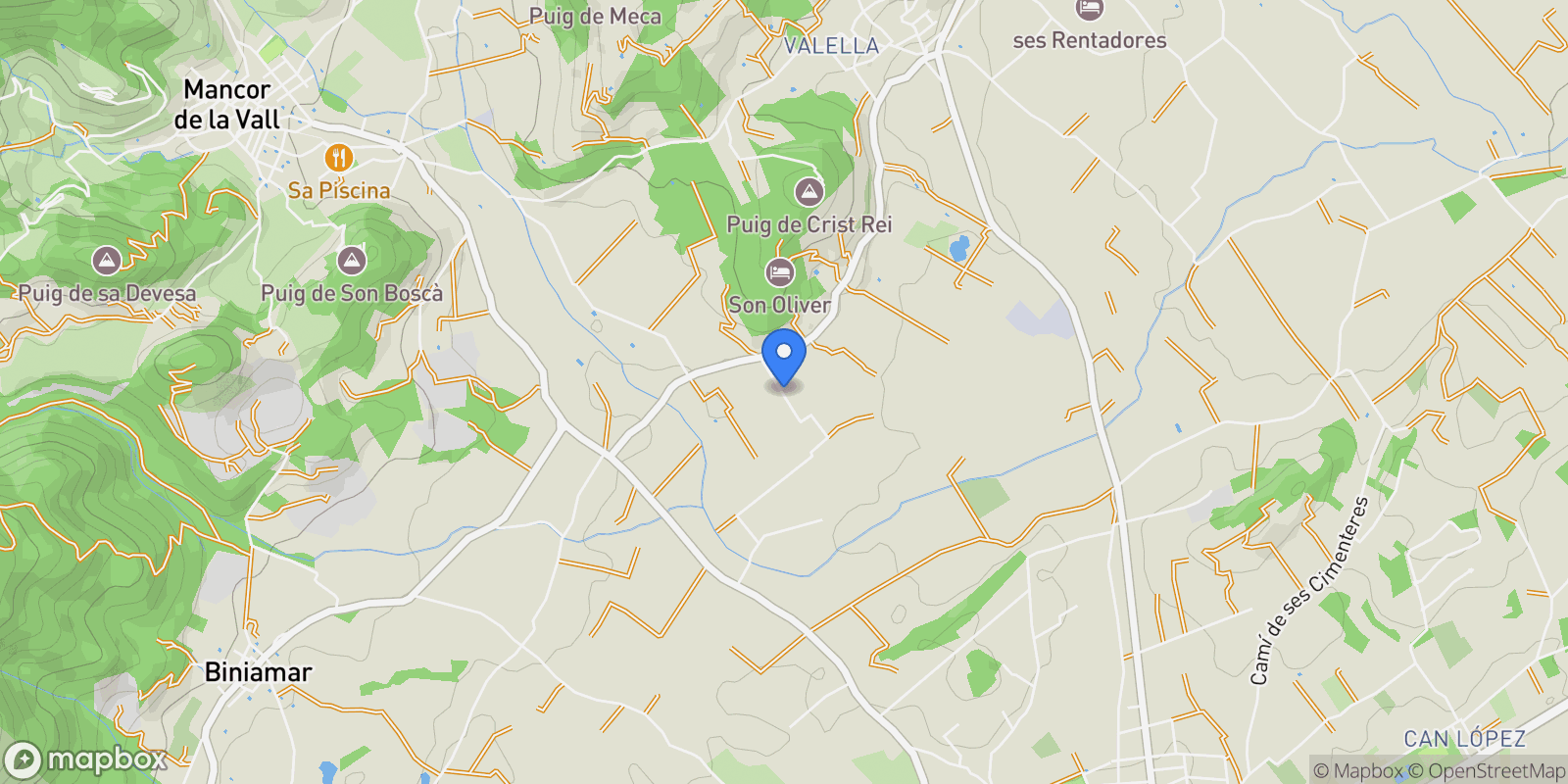 Map showing Selva, Mallorca, Selva, Selva, Balearic Islands, Spain.
