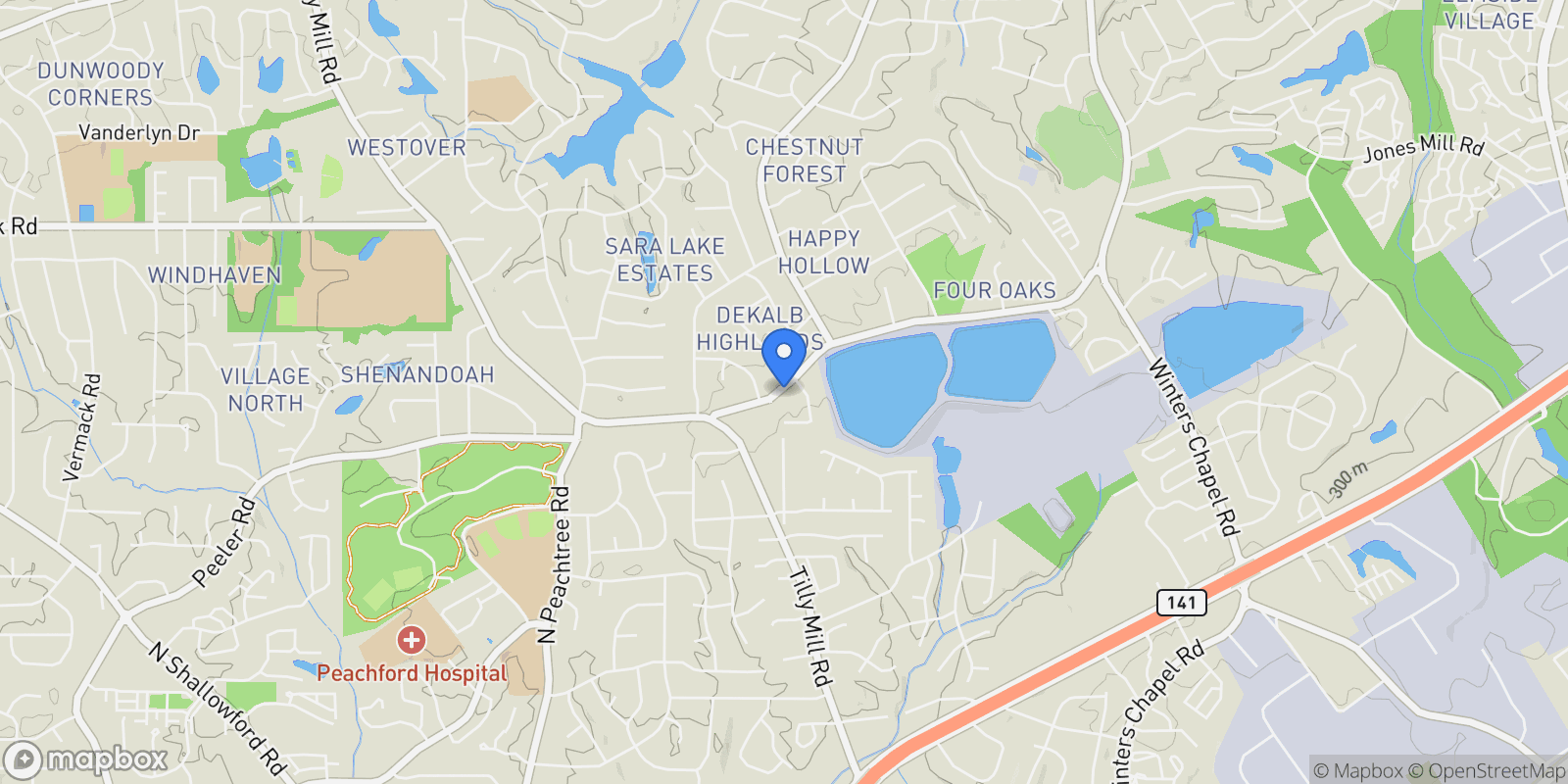 Map showing 2695 Peeler Road, Doraville, GA 30360, Dunwoody, Georgia, United States.