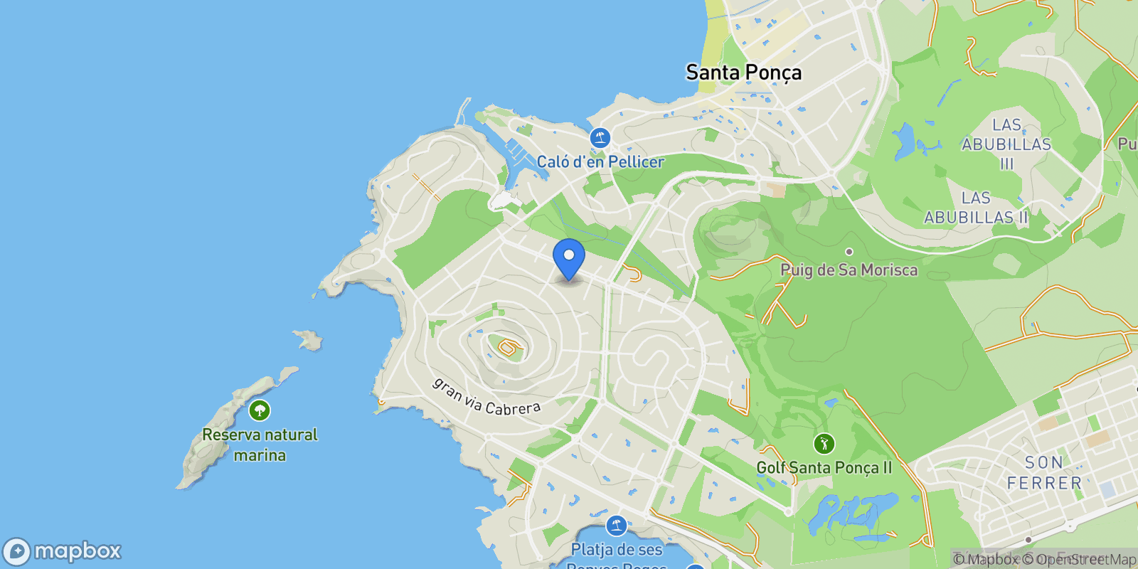 Map showing Santa Ponsa, Mallorca, Santa Ponsa, Santa Ponsa, Balearic Islands, Spain.
