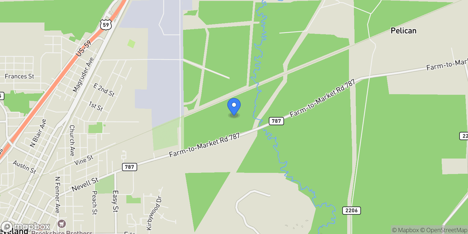 Map showing 21405 Fm 787 Road W, Cleveland, TX 77327, Plum Grove, Texas, United States.