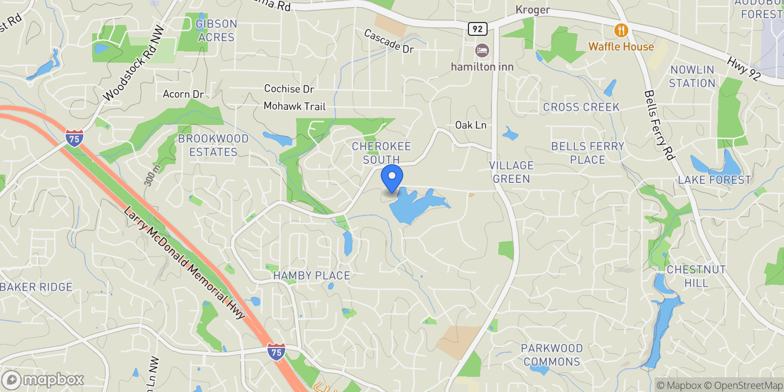 Map showing 1673 Clearview Drive NW, Acworth, Georgia, United States.