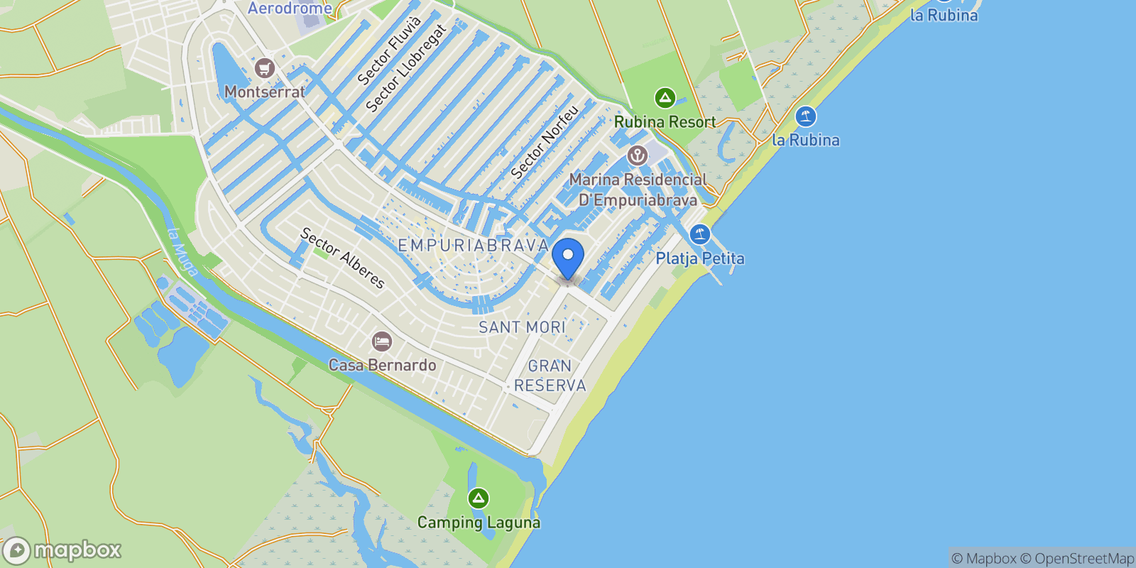 Map showing Gerona, Empuriabrava, Catalonia, Spain.
