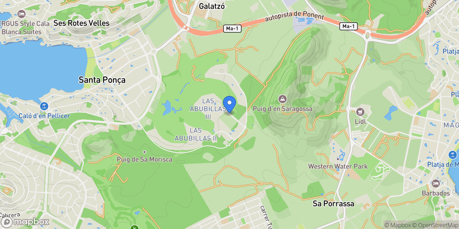 Map showing Santa Ponsa, Mallorca, Santa Ponsa, Santa Ponsa, Balearic Islands, Spain.