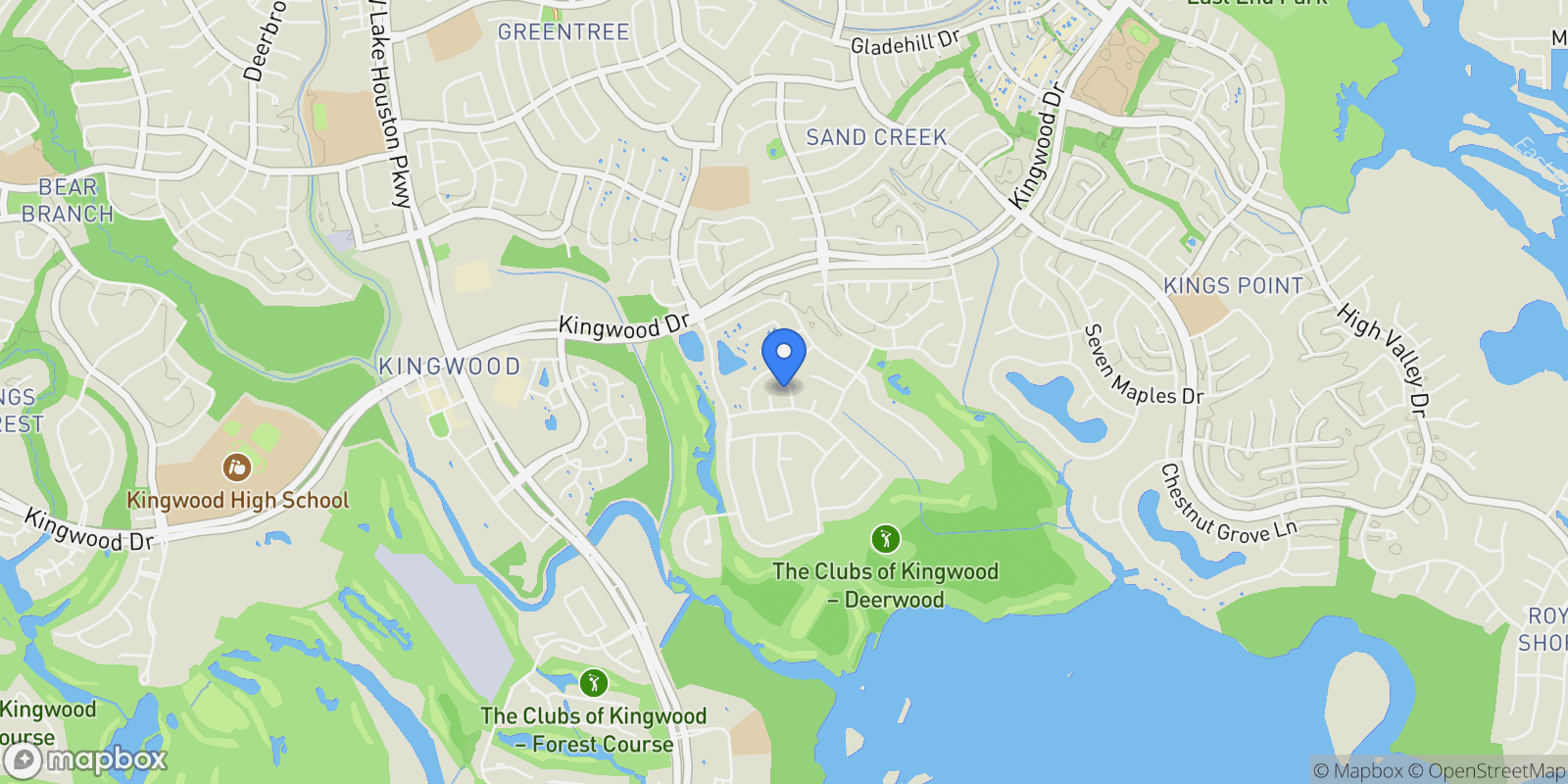 Map showing 2311 Millvale Drive, Kingwood, TX 77345, Houston, Texas, United States.