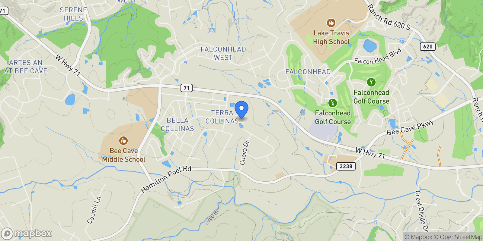 Map showing 14904 Cabrillo WAY, Spicewood, Texas, United States.