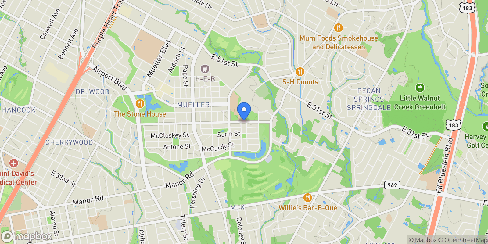 Map showing 3213 Zach Scott ST, Austin, Texas, United States.