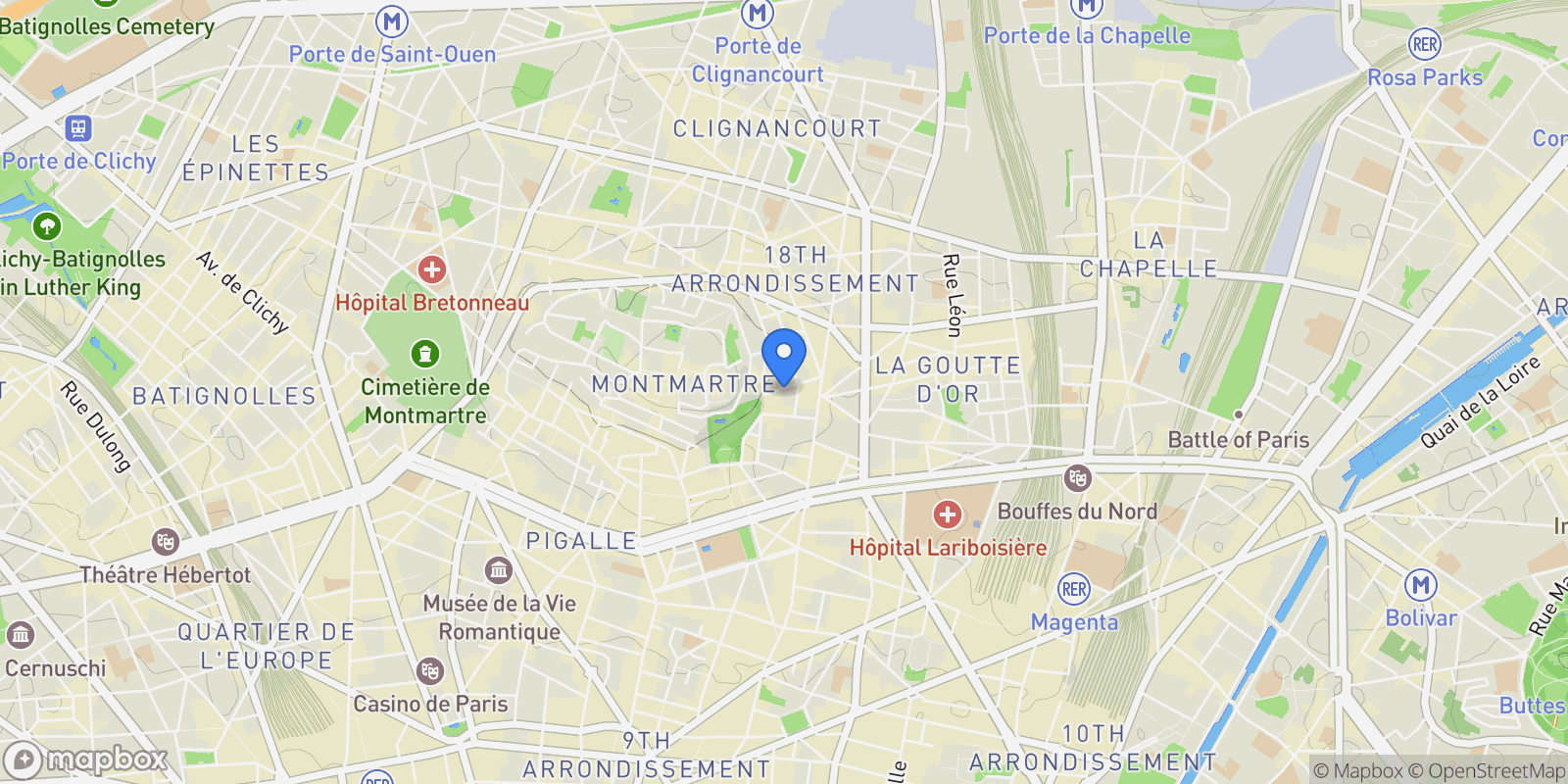 Map showing Rue Feutrier, Paris, Île-de-France, France.