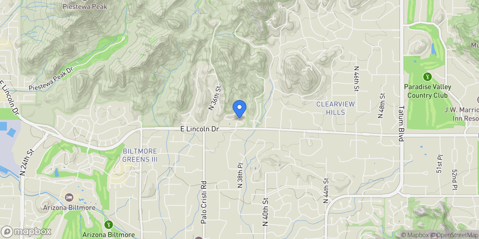 Map showing 3800 E LINCOLN Drive #42, Phoenix, Arizona, United States.