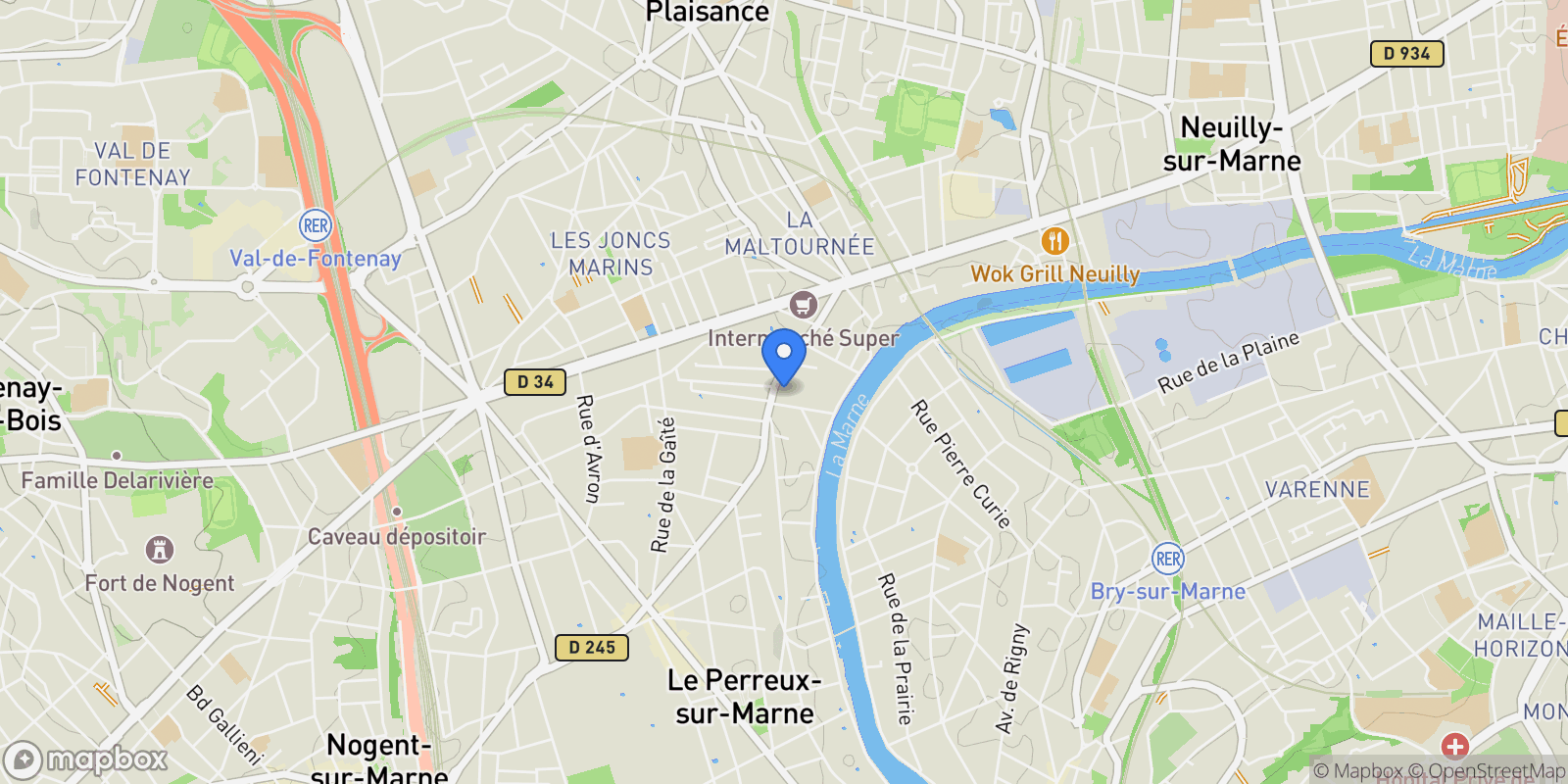 Map showing Avenue du 8 Mai 1945, Le Perreux-sur-Marne, Île-de-France, France.