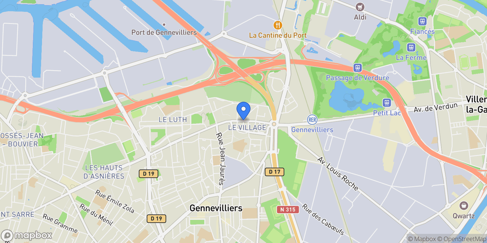 Map showing rue jean-pierre timbaud, Gennevilliers, Île-de-France, France.