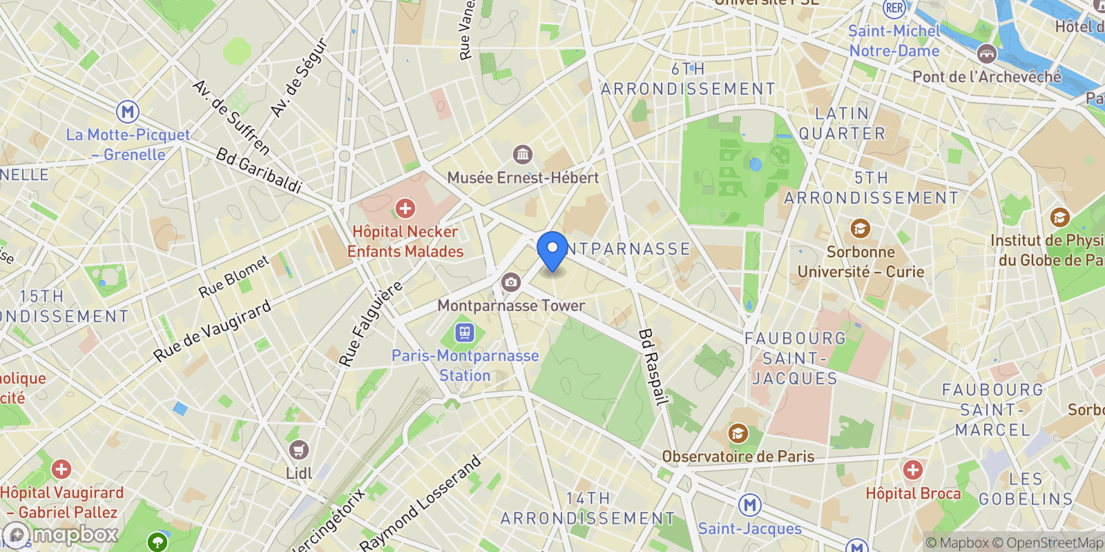 Map showing Rue d'Odessa, Paris, Île-de-France, France.