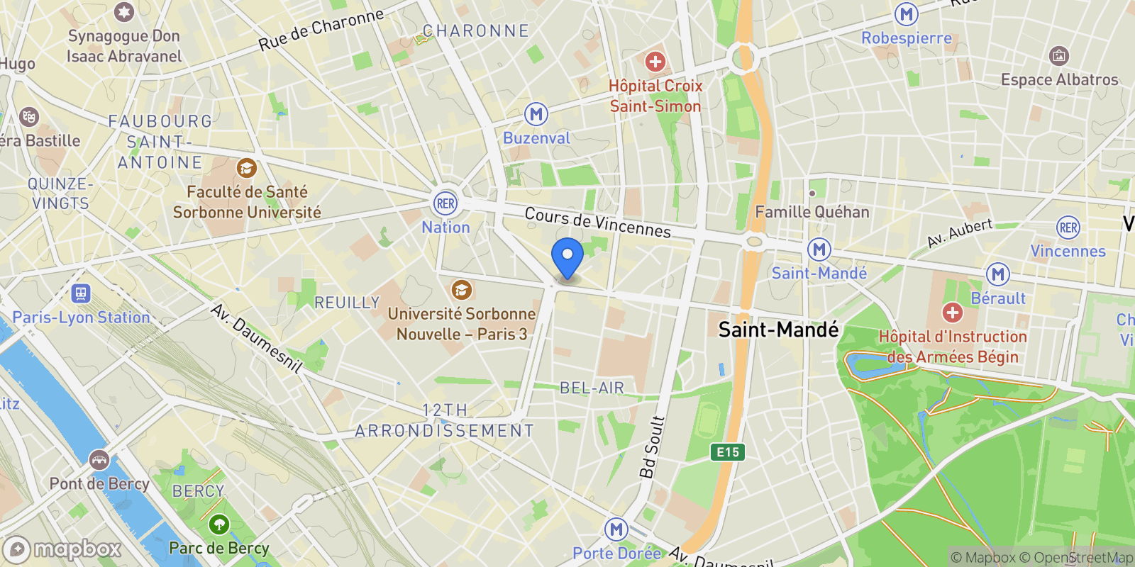 Map showing 49 Avenue de Saint-Mandé, Paris, Île-de-France, France.