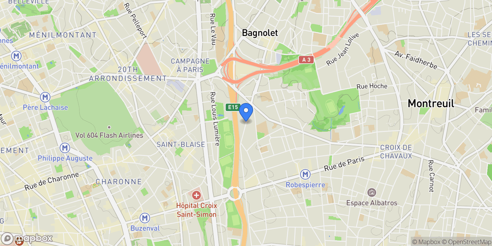 Map showing Avenue Galliéni, Bagnolet, Île-de-France, France.