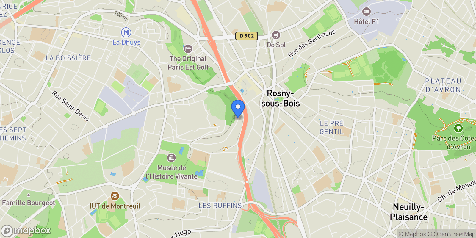 Map showing Rue Babeuf, Rosny-sous-Bois, Île-de-France, France.