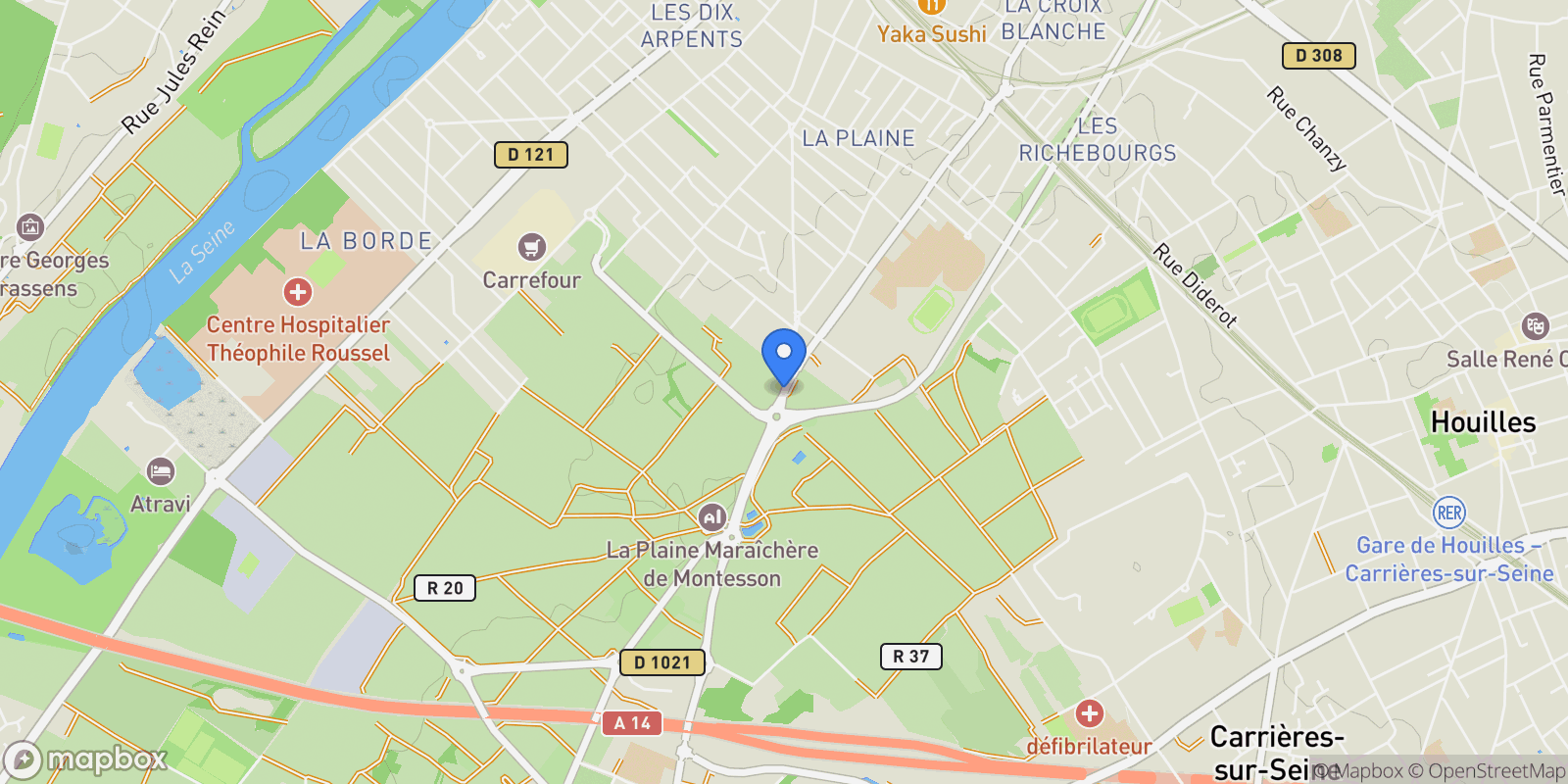 Map showing 151 Route de Sartrouville, Montesson, Île-de-France, France.