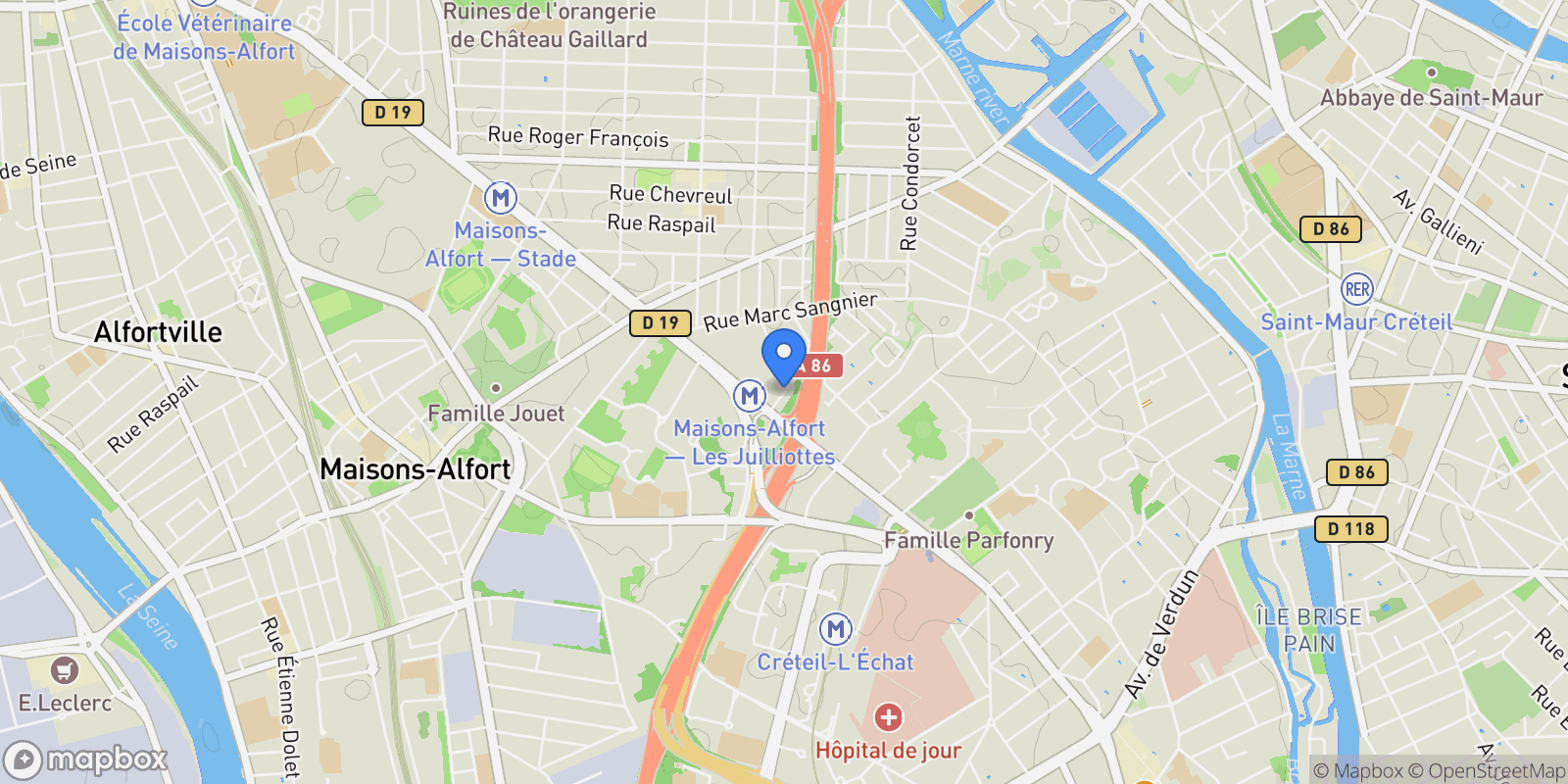 Map showing Rue du Buisson Joyeux, Maisons-Alfort, Île-de-France, France.