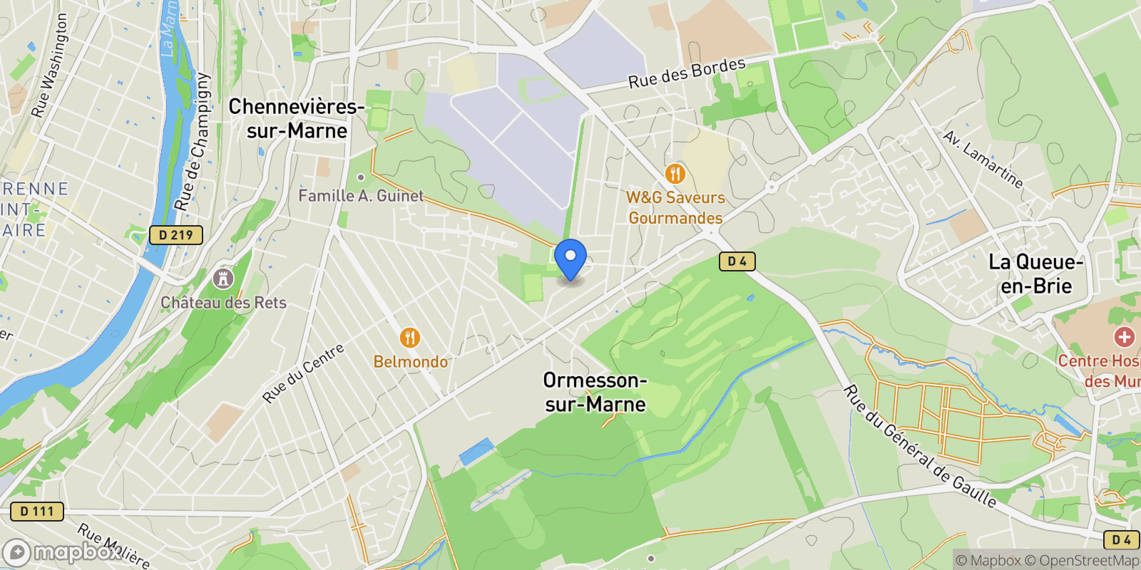 Map showing Rue Anatole France, Ormesson-sur-Marne, Île-de-France, France.