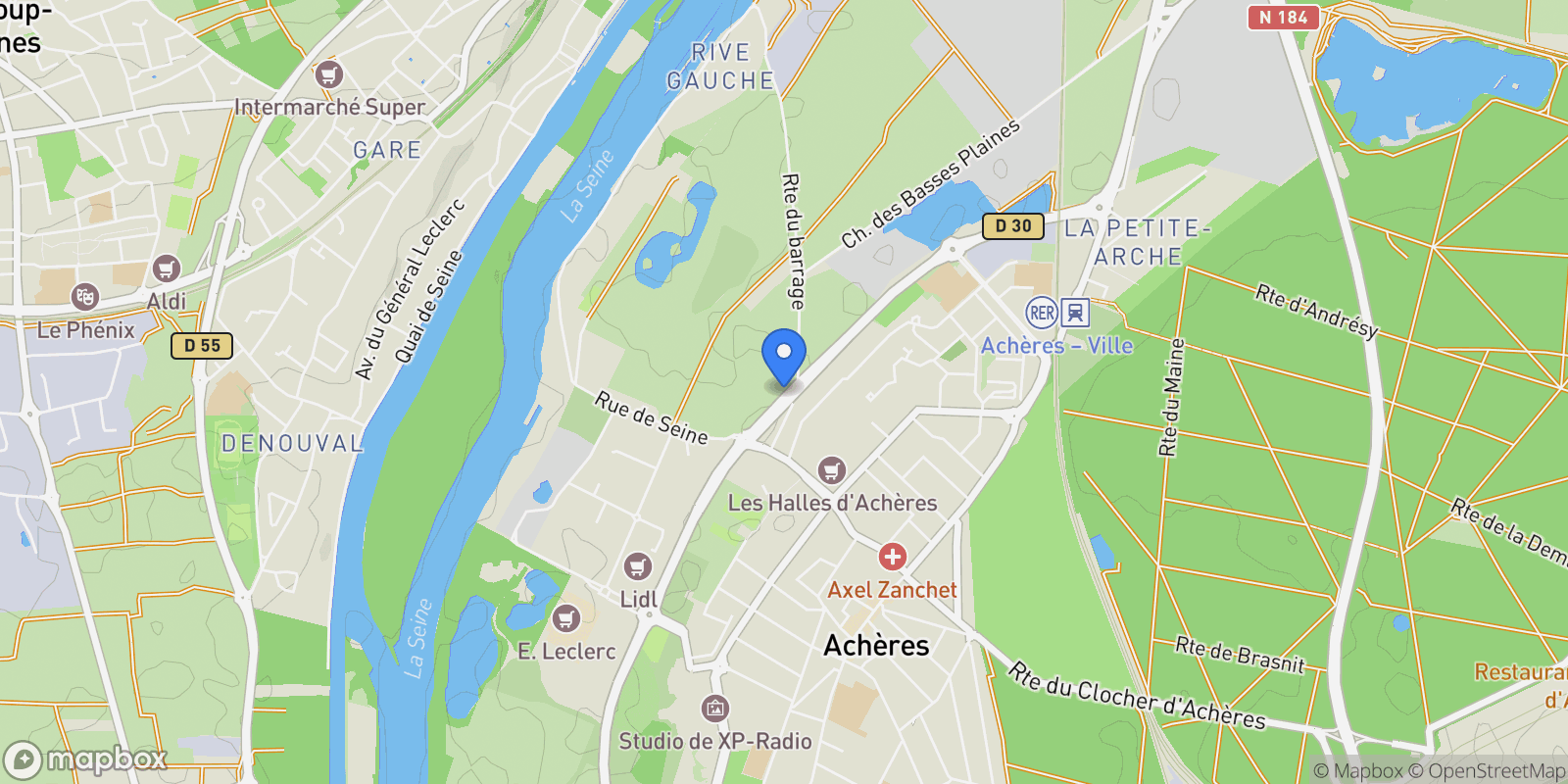 Map showing Achères, Île-de-France, France.