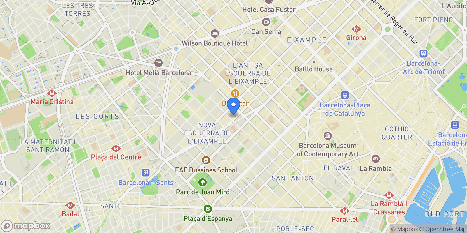 Map showing LAntiga Esquerra de lEixample, Barcelona, BARCELONA, Barcelona, Eixample, Barcelona, Spain.