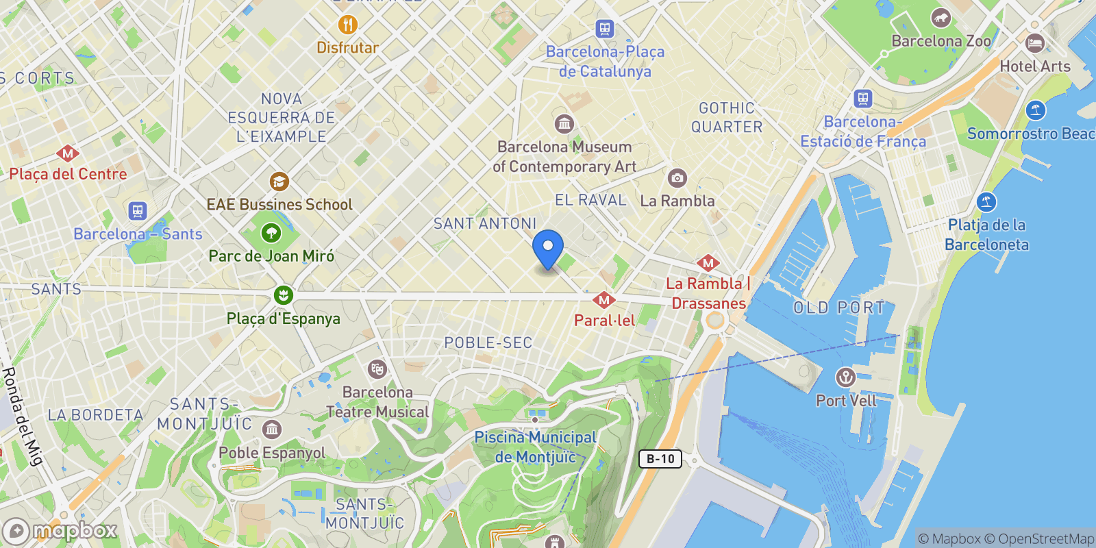 Map showing Sant Antoni, Barcelona, BARCELONA, Barcelona, Eixample, Barcelona, Spain.