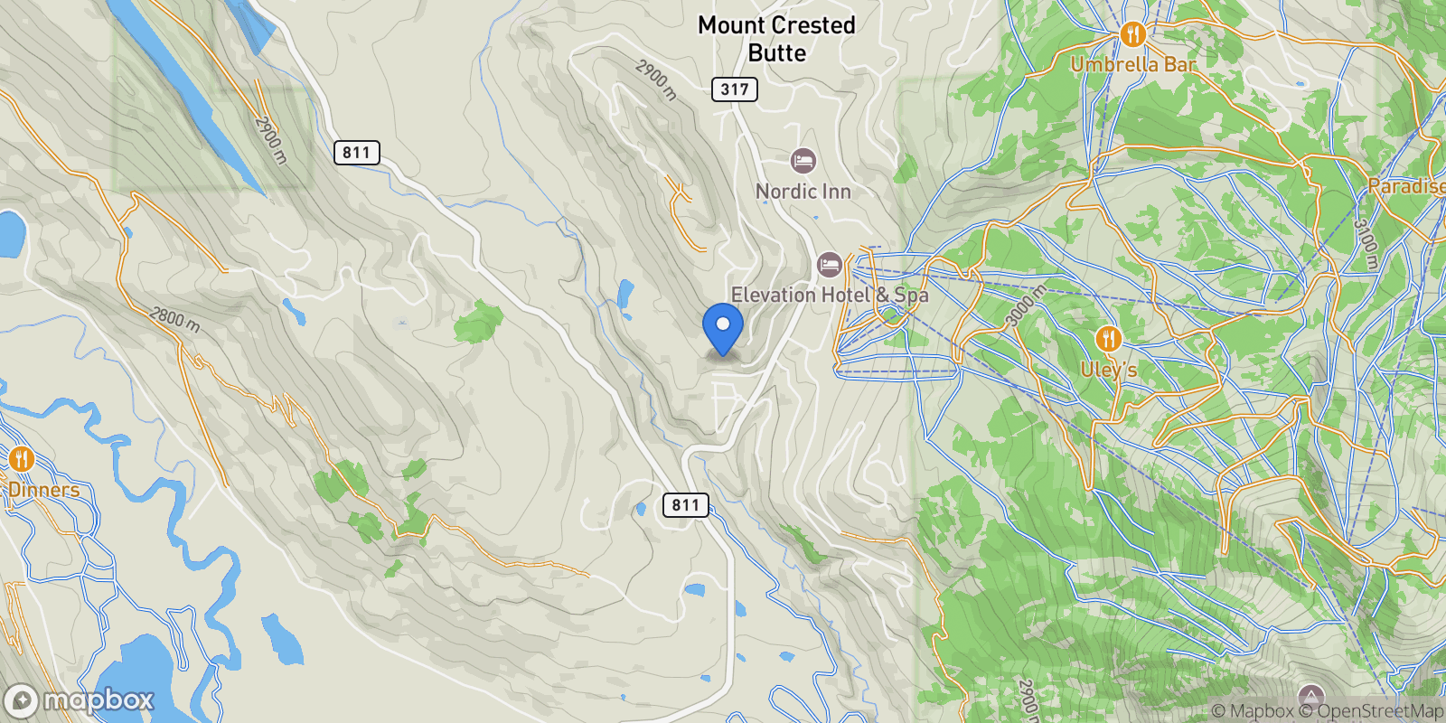 Map showing 155 Snowmass Road , Mt. Crested Butte, CO 81225, Crested Butte, Colorado, United States.