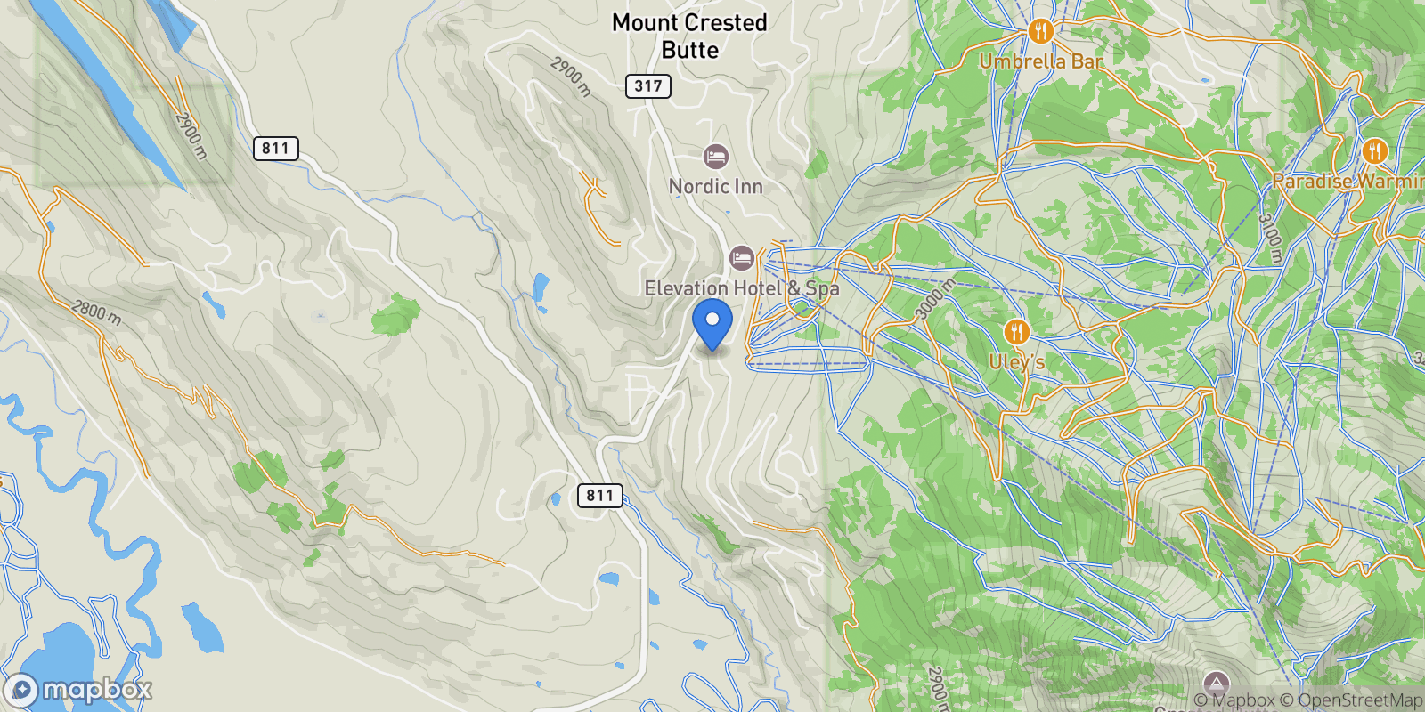 Map showing 9 Hunter Hill Road Unit# 301, Mt. Crested Butte, CO 81225, Crested Butte, Colorado, United States.
