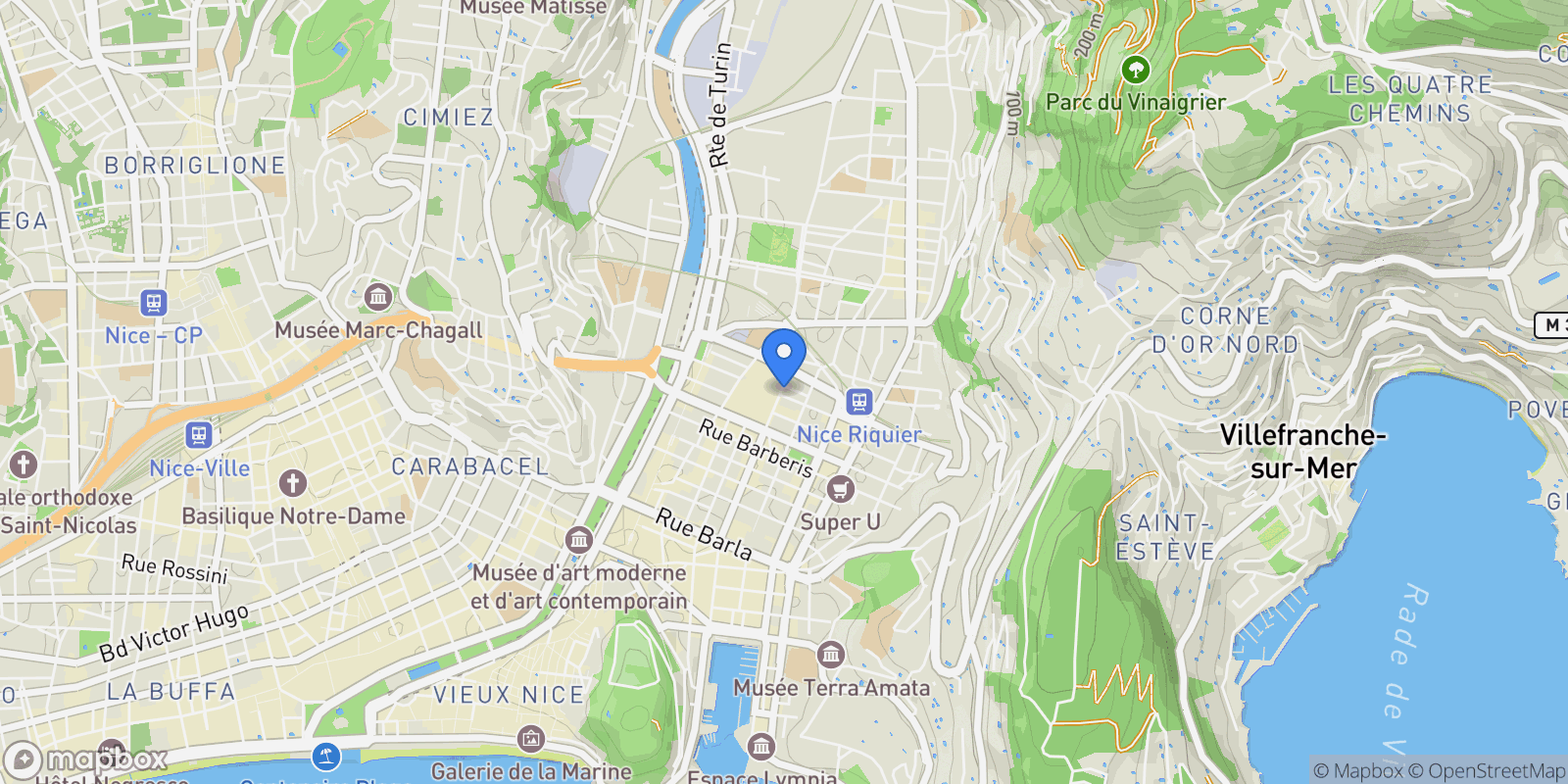 Map showing Nice, Provence-Alpes-Côte d'Azur, France.