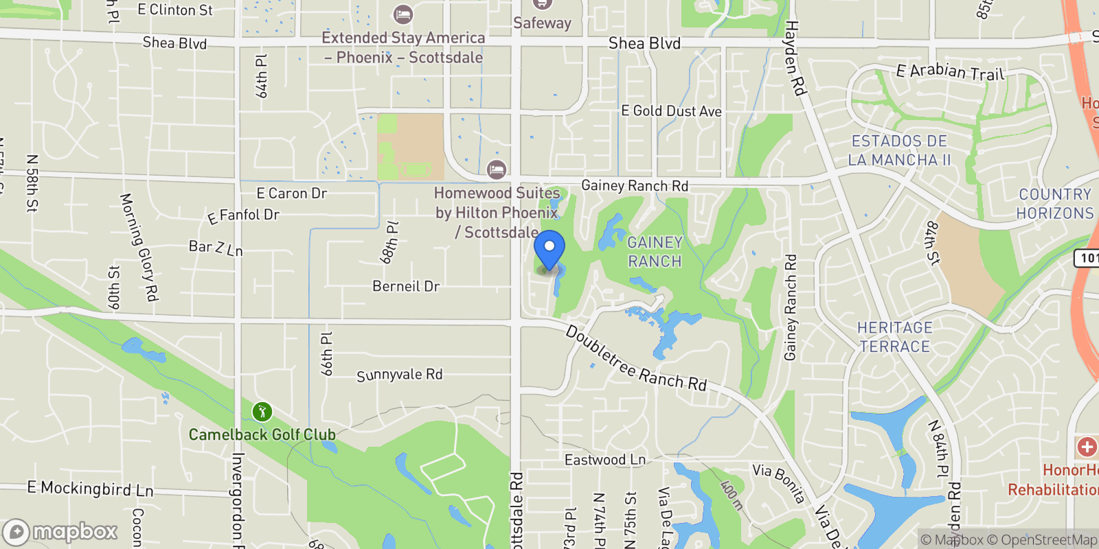 Map showing 7272 E GAINEY RANCH Road #43, Scottsdale, Arizona, United States.