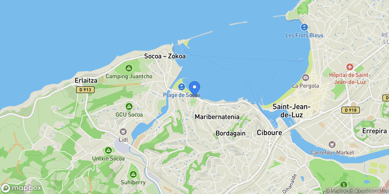 Map showing Ciboure, Nouvelle-Aquitaine, France.