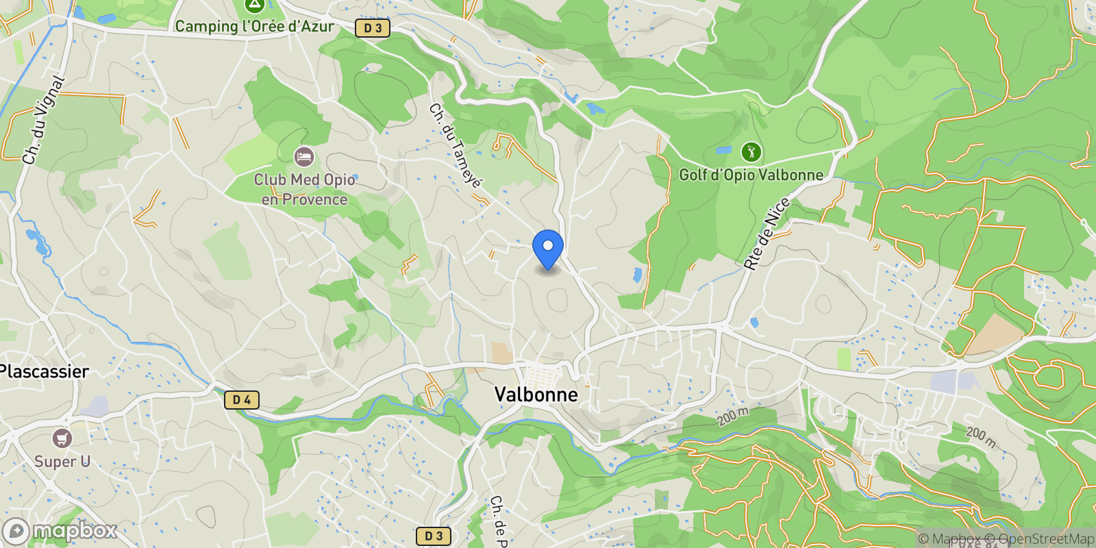 Map showing Valbonne, Provence-Alpes-Côte d'Azur, France.