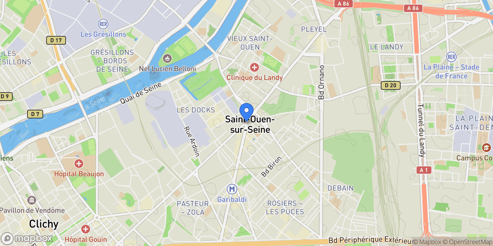 Map showing Saint-Ouen, Île-de-France, France.